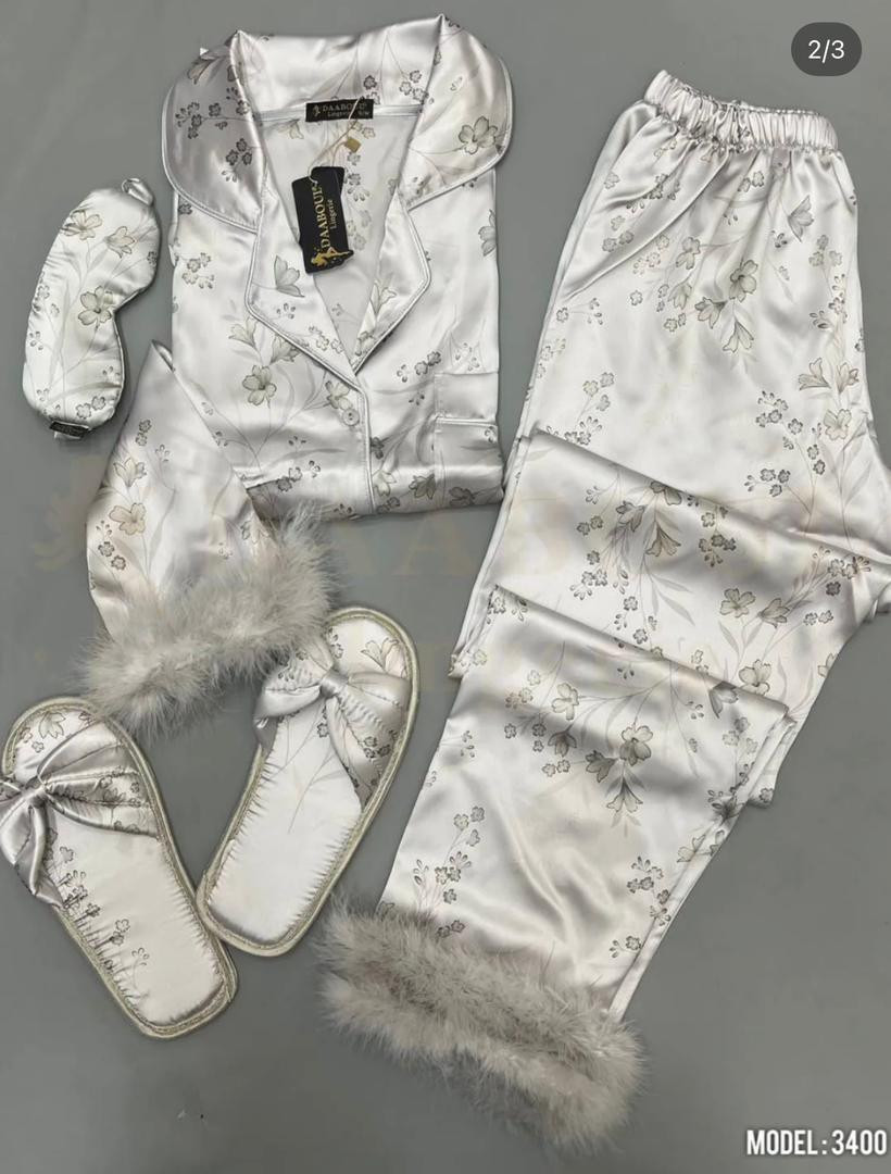 Pearl satin bridal pajamas